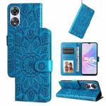 For OPPO A58 5G Embossed Sunflower Leather Phone Case(Blue)