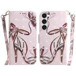 For Samsung Galaxy S23 5G 3D Colored Pattern Flip Leather Phone Case(Butterfly High-heeled)