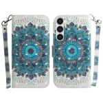 For Samsung Galaxy S23 5G 3D Colored Pattern Flip Leather Phone Case(Peacock Wreath)