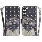 For Samsung Galaxy S23 5G 3D Colored Pattern Flip Leather Phone Case(Hug Cat)