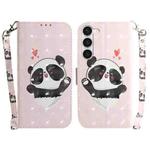 For Samsung Galaxy S23+ 5G 3D Colored Pattern Flip Leather Phone Case(Heart Panda)