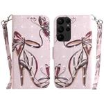 For Samsung Galaxy S23 Ultra 5G 3D Colored Pattern Flip Leather Phone Case(Butterfly High-heeled)