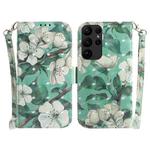 For Samsung Galaxy S23 Ultra 5G 3D Colored Pattern Flip Leather Phone Case(Watercolor Flower)