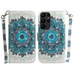 For Samsung Galaxy S23 Ultra 5G 3D Colored Pattern Flip Leather Phone Case(Peacock Wreath)