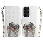 For Samsung Galaxy S23 Ultra 5G 3D Colored Pattern Flip Leather Phone Case(Pug)
