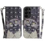 For Samsung Galaxy S23 Ultra 5G 3D Colored Pattern Flip Leather Phone Case(Hug Cat)