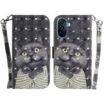 For Huawei nova Y70 Plus 3D Colored Pattern Flip Leather Phone Case(Hug Cat)