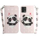 For Motorola Moto G72 3D Colored Pattern Flip Leather Phone Case(Heart Panda)