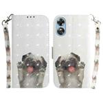 For OPPO A17 3D Colored Pattern Flip Leather Phone Case(Pug)