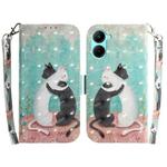 For Realme C33 3D Colored Pattern Flip Leather Phone Case(Black White Cat)