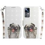 For Xiaomi 12T Pro 3D Colored Pattern Flip Leather Phone Case(Pug)