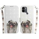 For Xiaomi Redmi A1+ 3D Colored Pattern Flip Leather Phone Case(Pug)
