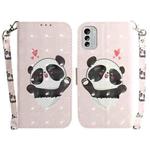 For Nokia G60 3D Colored Pattern Flip Leather Phone Case(Heart Panda)