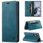 For Xiaomi 12T／12T Pro AutSpace A01 Retro Skin-feel Crazy Horse Texture Leather Phone Case(Blue)