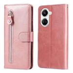 For Huawei nova 10 SE Calf Texture Zipper Leather Phone Case(Rose Gold)