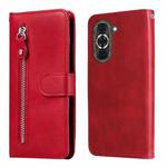 For Huawei nova 10 Calf Texture Zipper Leather Phone Case(Red)