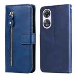 For OPPO A58 5G Calf Texture Zipper Leather Phone Case(Blue)