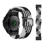 For Garmin Fenix 7X Adjustable Nylon Braided Elasticity Watch Band(Black White)