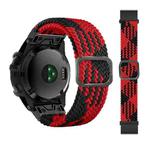 For Garmin Fenix 7X Adjustable Nylon Braided Elasticity Watch Band(Red Black)