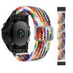 For Garmin Fenix 7X Adjustable Nylon Braided Elasticity Watch Band(Rainbow 01)