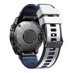 For Garmin Fenix 7X 26mm Plain Weave Two-Color Quick Release Silicone Watch Band(White Blue)