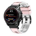 For Garmin Fenix 7X 26mm Plain Weave Two-Color Quick Release Silicone Watch Band(Pink White)