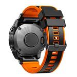 For Garmin Fenix 7X 26mm Plain Weave Two-Color Quick Release Silicone Watch Band(Black Orange)