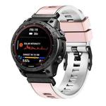 For Garmin Fenix 7 22mm Plain Weave Two-Color Quick Release Silicone Watch Band(Pink White)