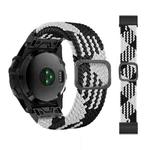 For Garmin Fenix 7 Adjustable Nylon Braided Elasticity Watch Band(Black White)