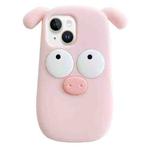 For iPhone 14 3D Cute Pig Silicone Phone Case(Pink)
