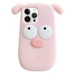 For iPhone 13 Pro Max 3D Cute Pig Silicone Phone Case(Pink)