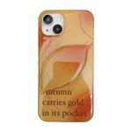 For iPhone 14 Plus Smudged Dusk IMD Phone Case with Leaf Holder