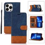 For iPhone 13 Pro Splicing Leather Phone Case(Dark Blue)