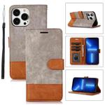 For iPhone 13 Pro Splicing Leather Phone Case(Grey)