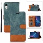 For iPhone XR Splicing Leather Phone Case(Green)