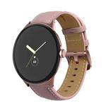 For Google Pixel Watch Pointed Tail Stitching Genuine Leather Watch Band(Rose Gold+Purple)