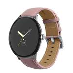 For Google Pixel Watch Pointed Tail Stitching Genuine Leather Watch Band(Silver+Purple)