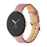 For Google Pixel Watch Grooved Genuine Leather Watch Band(Dark Pink)