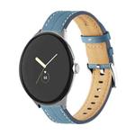 For Google Pixel Watch Grooved Genuine Leather Watch Band(Blue)