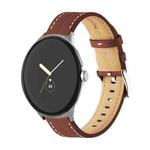 For Google Pixel Watch Grooved Genuine Leather Watch Band(Brown)