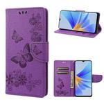 For OPPO A17 Butterfly Embossed Horizontal Flip Leather Phone Case(Purple)