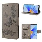 For OPPO A17 Butterfly Embossed Horizontal Flip Leather Phone Case(Grey)