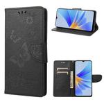 For OPPO A17 Butterfly Embossed Horizontal Flip Leather Phone Case(Black)