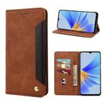 For OPPO A17 Skin Feel Splicing Leather Phone Case(Brown)