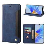 For OPPO A17 Skin Feel Splicing Leather Phone Case(Blue)