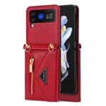 For Samsung Galaxy Z Flip4 N.BEKUS Side Zipper Folding Phone Leather Case(Red)