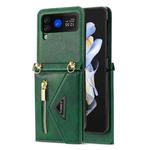 For Samsung Galaxy Z Flip4 N.BEKUS Side Zipper Folding Phone Leather Case(Green)