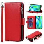 For iPhone 14 Pro Microfiber Zipper Leather Phone Case(Red)