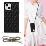 For iPhone 14 Plus Crossbody Rhombic Microfiber Leather Phone Case(Black)