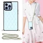 For iPhone 14 Pro Crossbody Rhombic Microfiber Leather Phone Case(Light Blue)